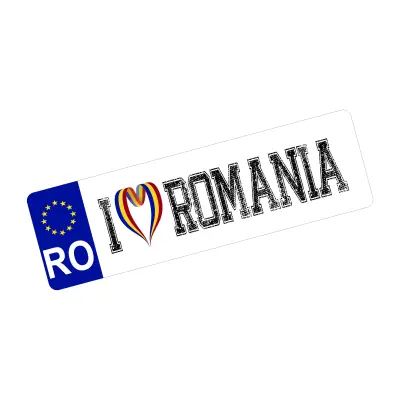 I love romania, autocolant, dimensiune 200x60mm